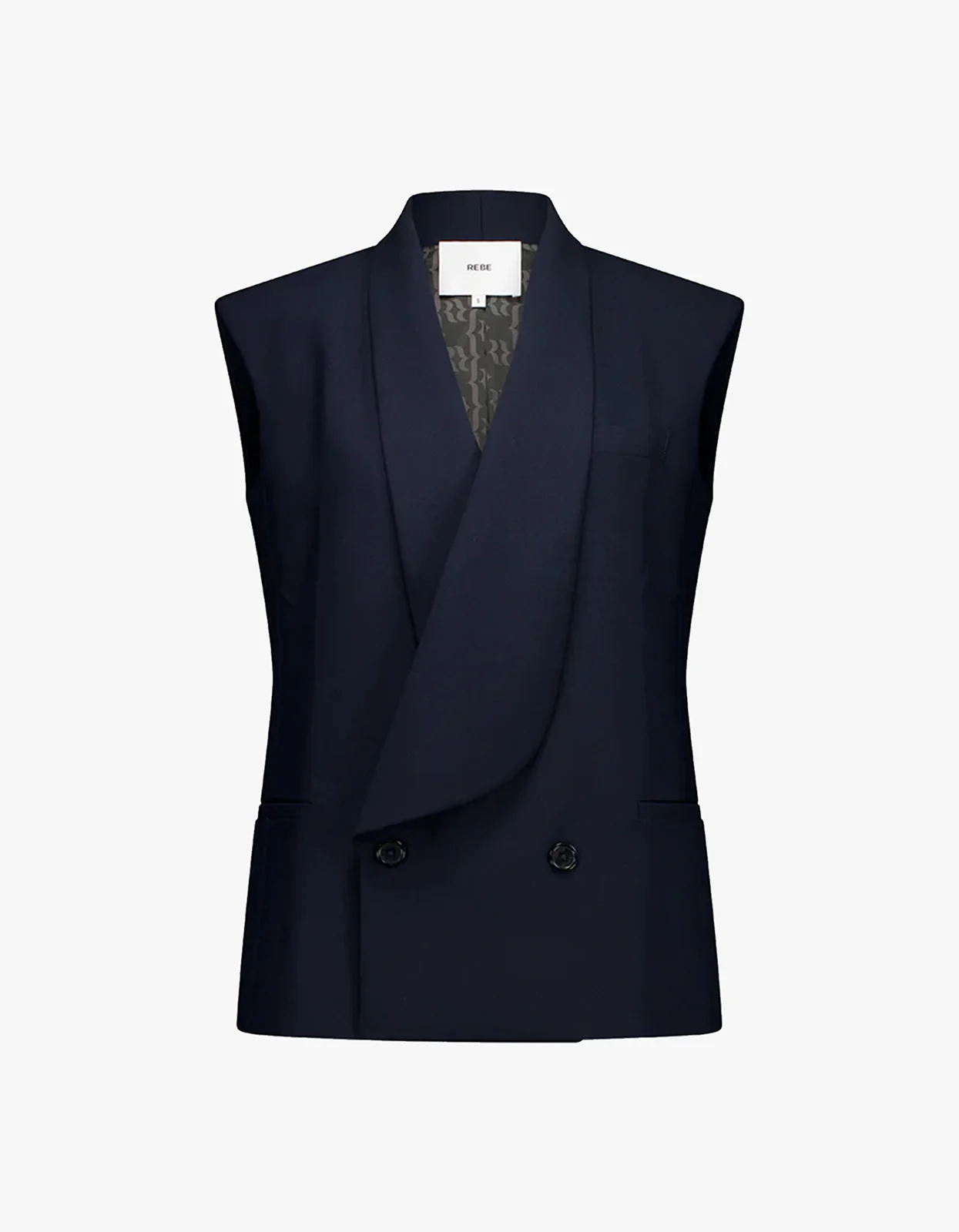 Long Lapel Vest - Navy - Image 6