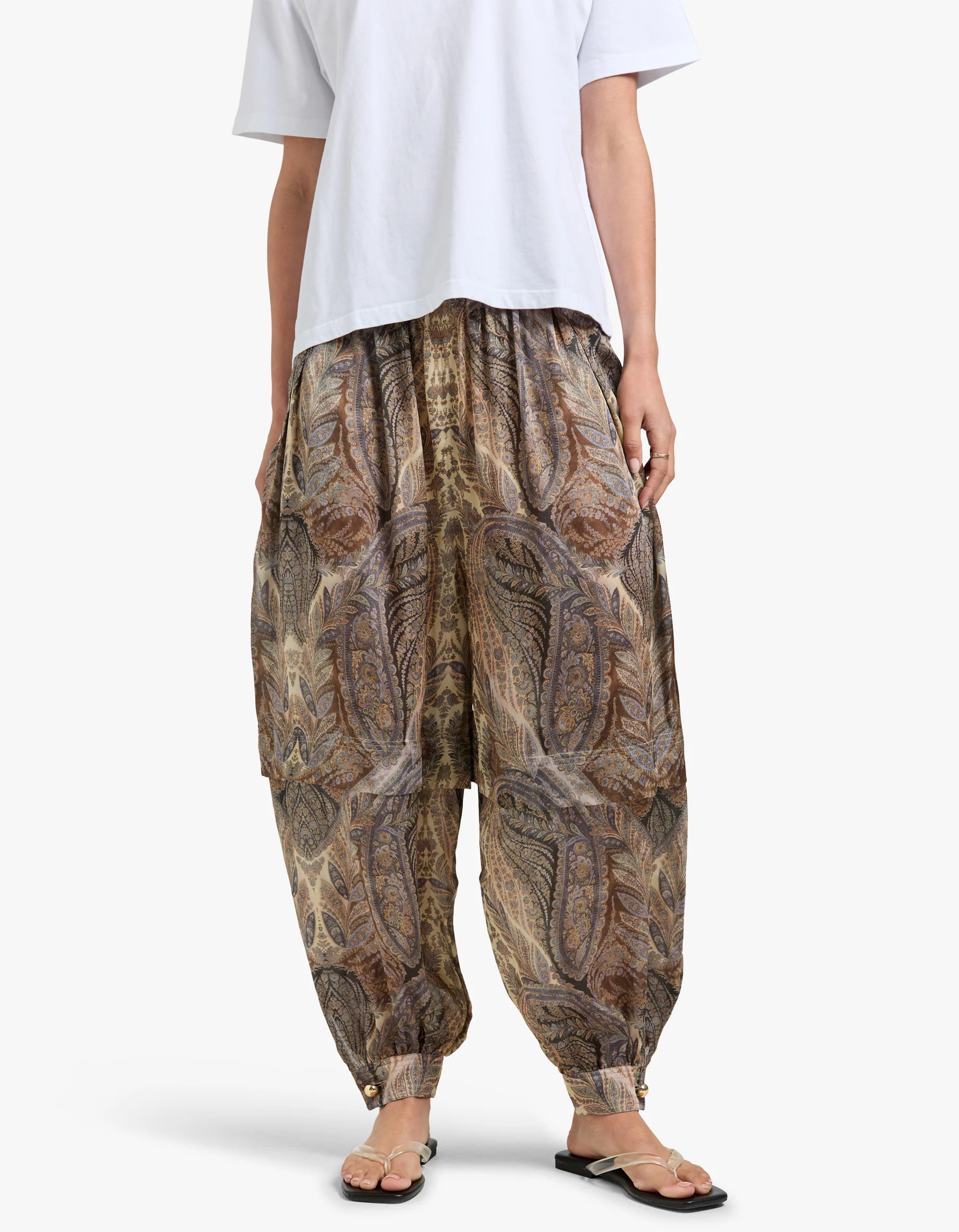 Hypnotic Silk Harem Pant - Denim Paisley